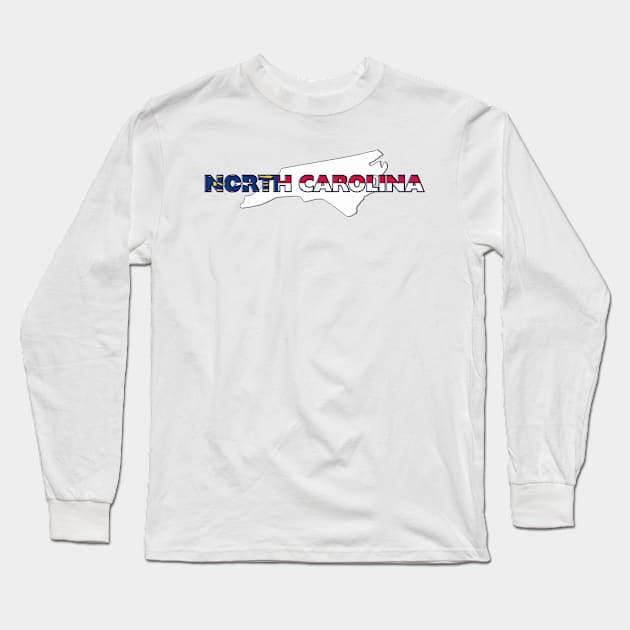 North Carolina Colored State Letters Long Sleeve T-Shirt by m2inspiration